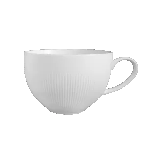 Taza de 8 oz (240 ml) Línea Aurora de porcelana blanca con diseño de líneas finas estilo aura solar