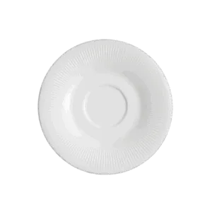 Plato de porcelana para taza Línea Aurora con diseño de líneas finas estilo aura solar