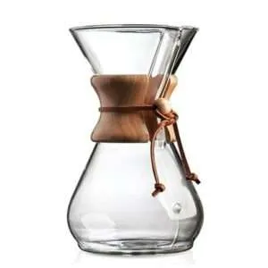 jarra tipo Chemex para extracción de café en vidrio resistente, ideal para cafeterías y catering