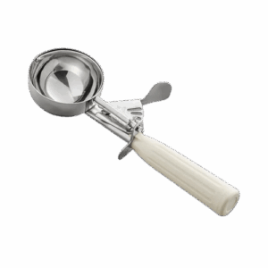 Porcionador bolero de 3 1/4oz con mango beige para helados, sorbetes y postres