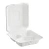 Contenedor blanco compostable de bagazo de caña 8×8 pulgadas con 3 divisiones para alimentos