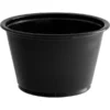 Recipiente soufflé negro de 4 oz en material PP resistente para salsas, dips y servicio de delivery